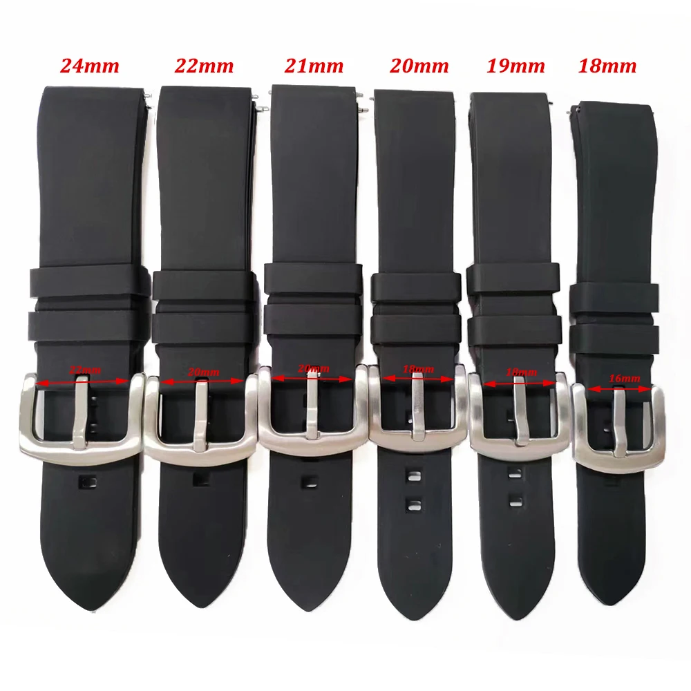 Silicone Watchband for Rolex Water Ghost 18mm 19mm 20mm 21mm 22mm 24mm Watrproof Strap Watch Accessories Rubber Bracelet