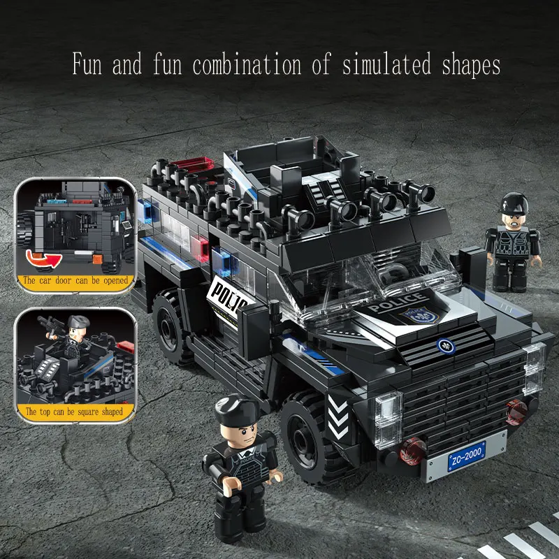 Small particle building blocks, real details of urban vehicles, fire trucks, missiles, ambulances, cranes, holiday gifts, Christ