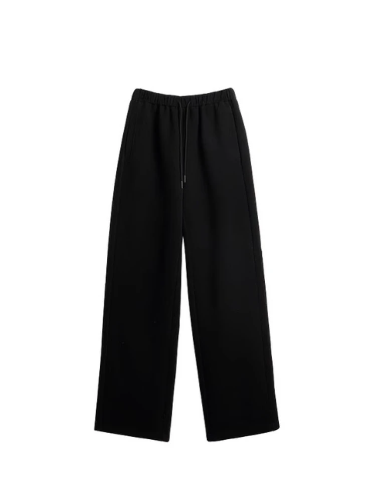 OLrain Women's Casual Pants Solid Basics Wide Leg Pants 2025 Autumn New Loose Elastic Waist Versatile Trouser Female O57QK001321