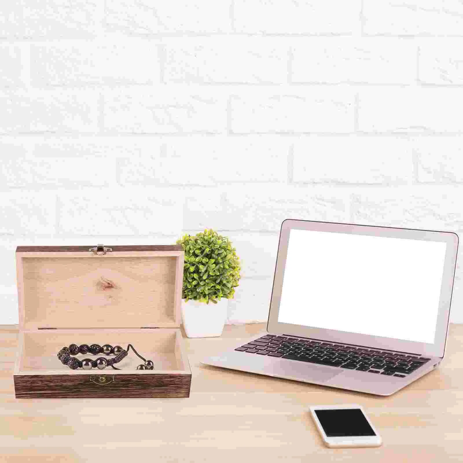 

Display Solid Wood Storage Box Retro Decor Wooden Boxes Weave Accessories Man Decoration
