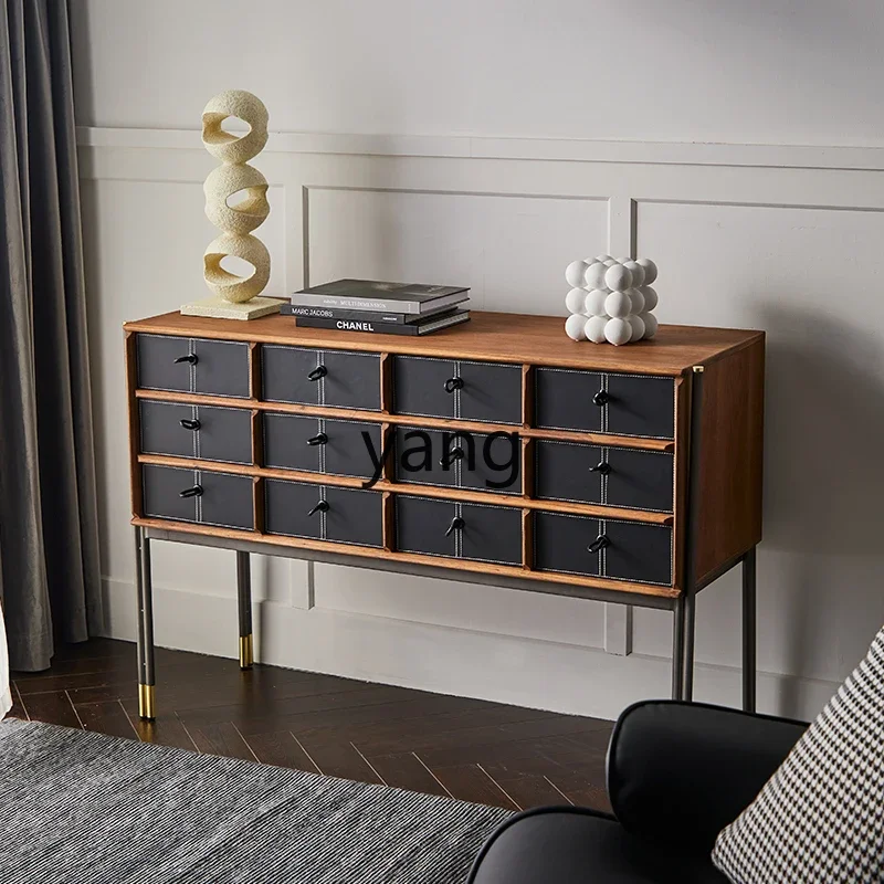 CX Solid Wood Dining Edge Simple Living Room Walnut Color Chest of Drawers Vintage Storage  More than Chest of Drawer