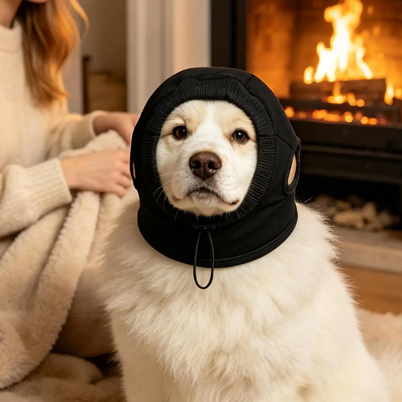 Dog Ear Cover Adjustable Soft Breathable Calming Hoodie Dog Thunder Ear Muffs Wrap For Grooming Bathing Training Home Daily