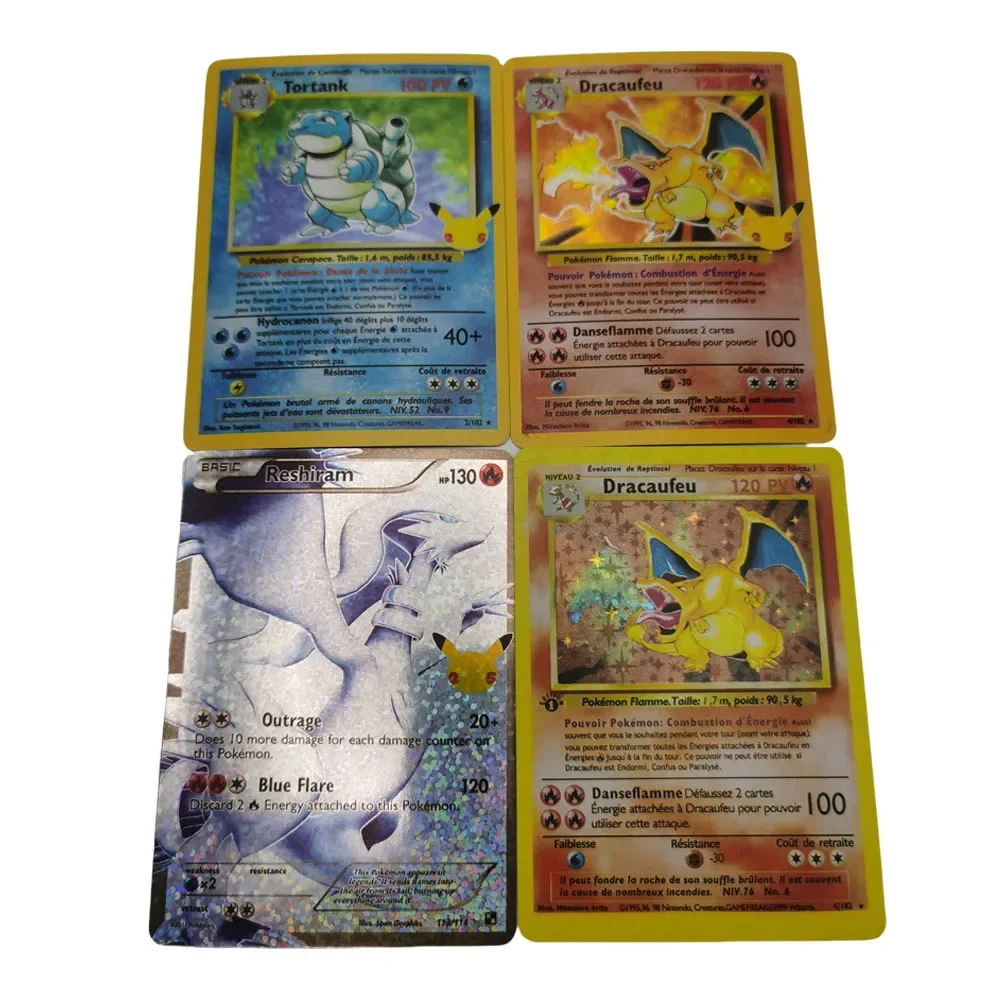 DIY Collection Card Homemade Series 2th 4pcs Dracaufeu Tortank Reshiram Flash Card Anime Peripheral Gam Hot Sales Holiday Gift