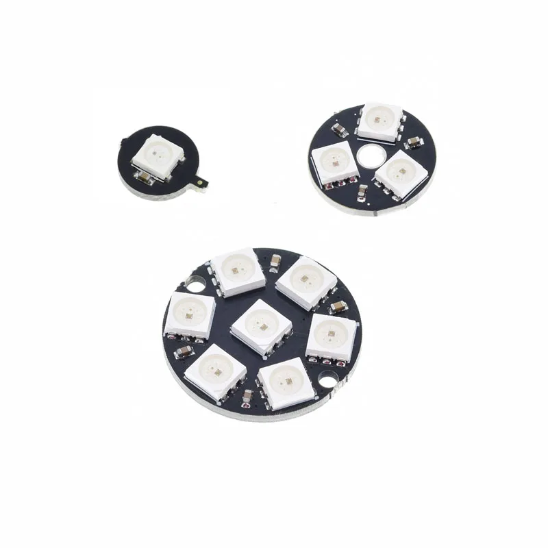 

2~200Pcs 1/3/7 Bit WS2812 5050 RGB LED Built-In Full-Color Driving Color Light Module Circular Development Board