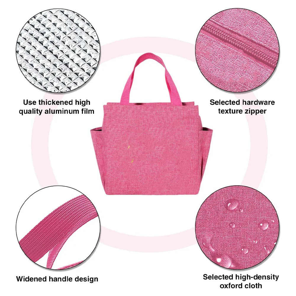 Customized Name Insulated Lunch Bag Personalized Aluminum Foil Bento Lunch Bag Portable Insulated Picnic Food Bag