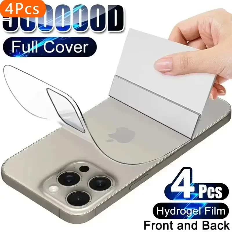 

4Pcs Back Hydrogel Film for IPhone 14 13 12 11 15 16 Pro Max Mini 7 8 15 Plus Screen Protector for IPhone X XR XS SE Not Glass