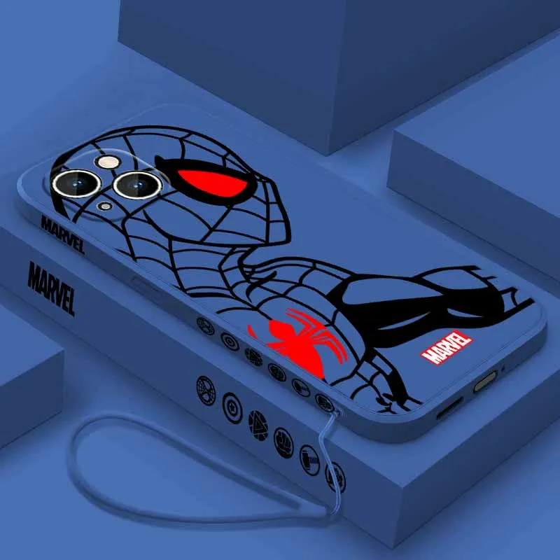 

Marvel Spider Man Iron Man для Apple iPhone 17 17Air 16E 16 15 14 13 12 mini Pro Max Plus чехол для телефона с жидкой левой веревкой Funda Capa