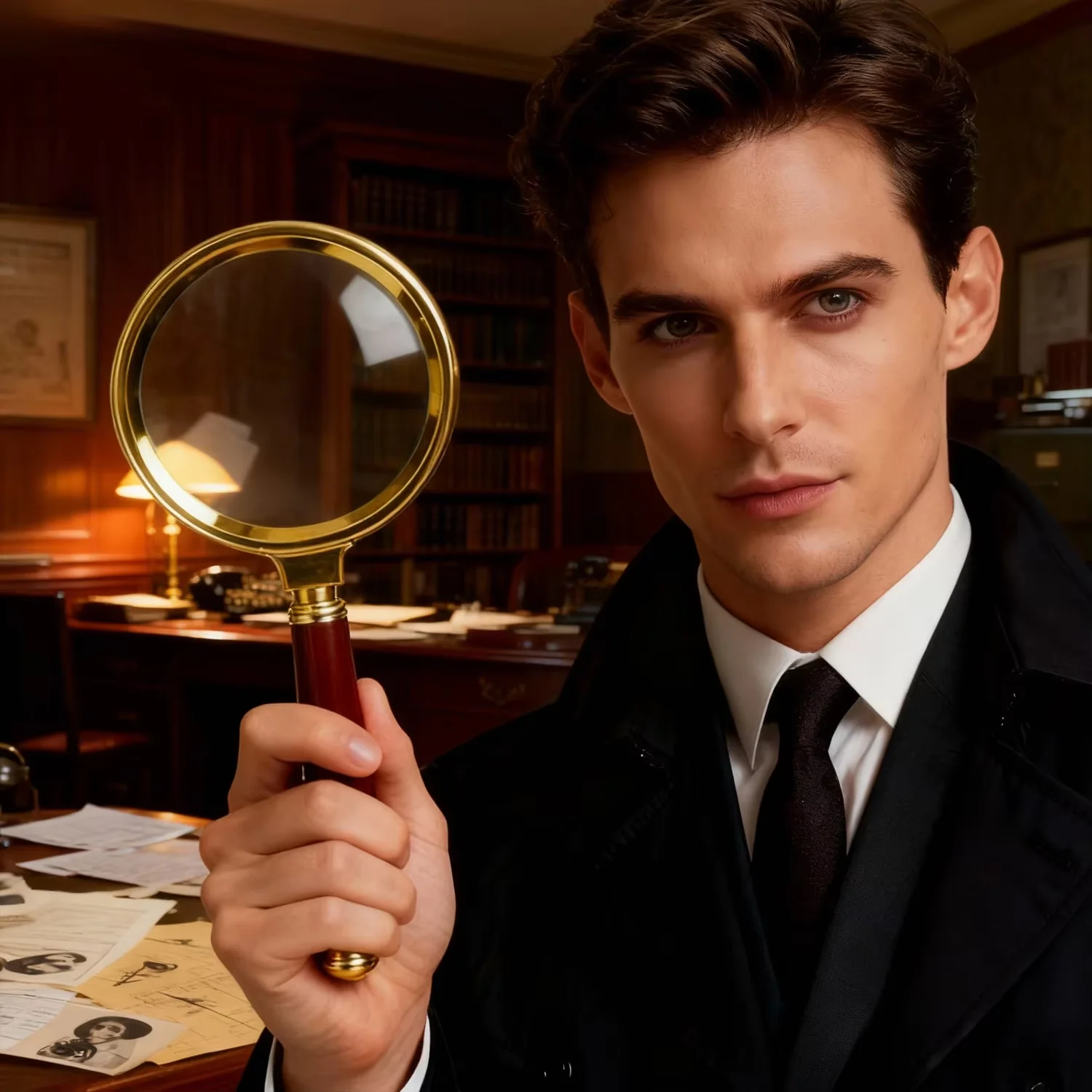 PESENAR lata 20. odzież retro akcesoria Lupa detektywa