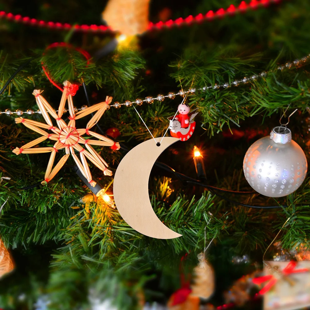 

15 Pcs Decors Craft Wood Slice Household Blank Moon Shapes Slices for Crafts Embellishments Cutout