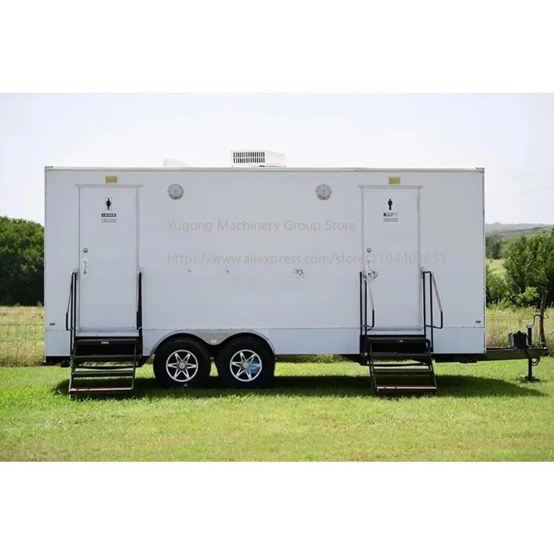 Trailer de Banheiro Portátil de Luxo Comercial, Trailer Sanitário Móvel, Trailer de Banheiro Portátil com Unidade de Chuveiro
