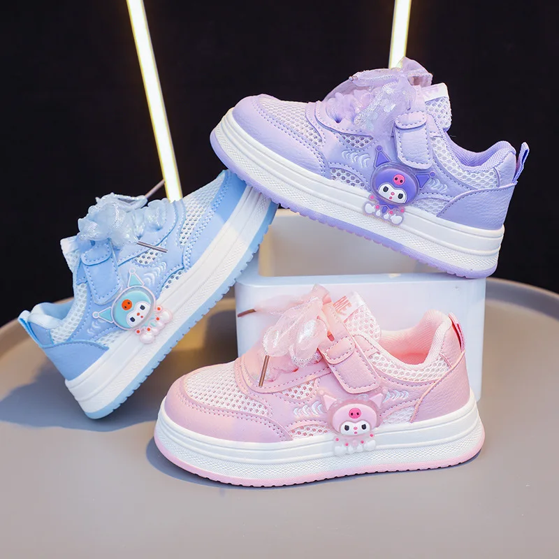 

Kids'Casual Shoes Kuromi Lace PU Leather Fashion Summer Running Shoes For Girls Anti-slip Breathable Pink Purple Size 26-37