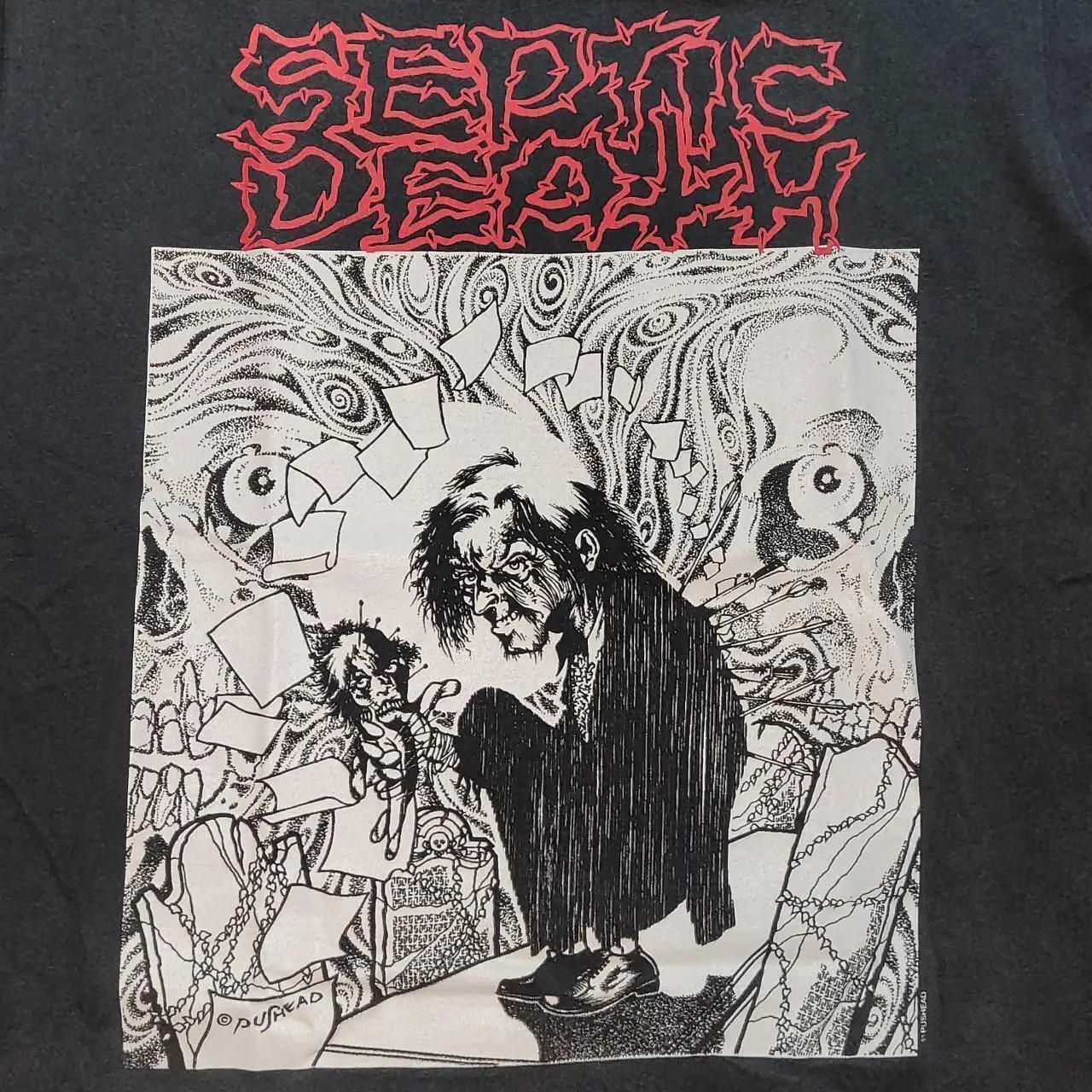 90s Pushead Septic Death Burial Mai So Black All Size T Shirt