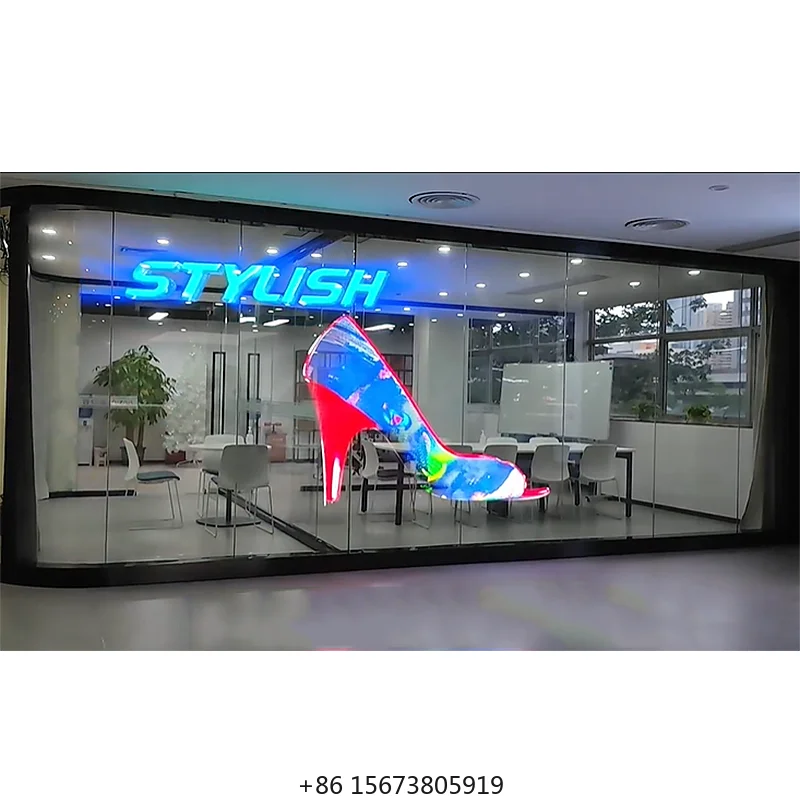 

90% Transparency 3d Wall Pantallas Led Flexible Interior Glass Film Led Sticker Advertising Led Film Screen for Window
