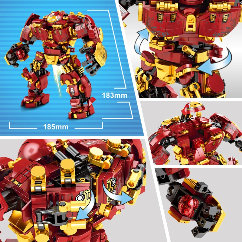 Marvel Superhero The Avengers Lron Man War Machine Hulkbuster Building Blocks Set Bricks Model Classic Movie Children Toys Gifts