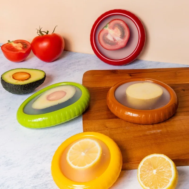 4pcs Reusable Portable Lemon Tomato Avocado Fruit Vegetable Storage Box Containers for Fridge Keep Fresh Food Saver