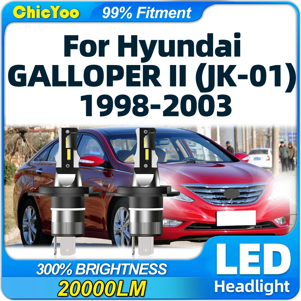 120W High Low Beam Car Lights 20000LM LED Headlight Bulbs 6000K 12V For Hyundai GALLOPER II (JK-01) 1998-2000 2001 2002 2003