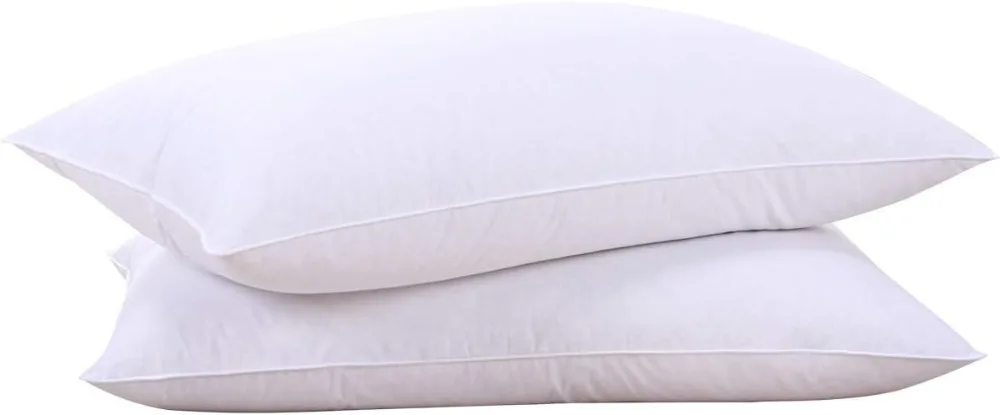 

Goose Feathers and Down White Pillows with 100% Cotton Cover, Bed Sleeping Hotel Collection Pillows Set of 2, Standard Size
