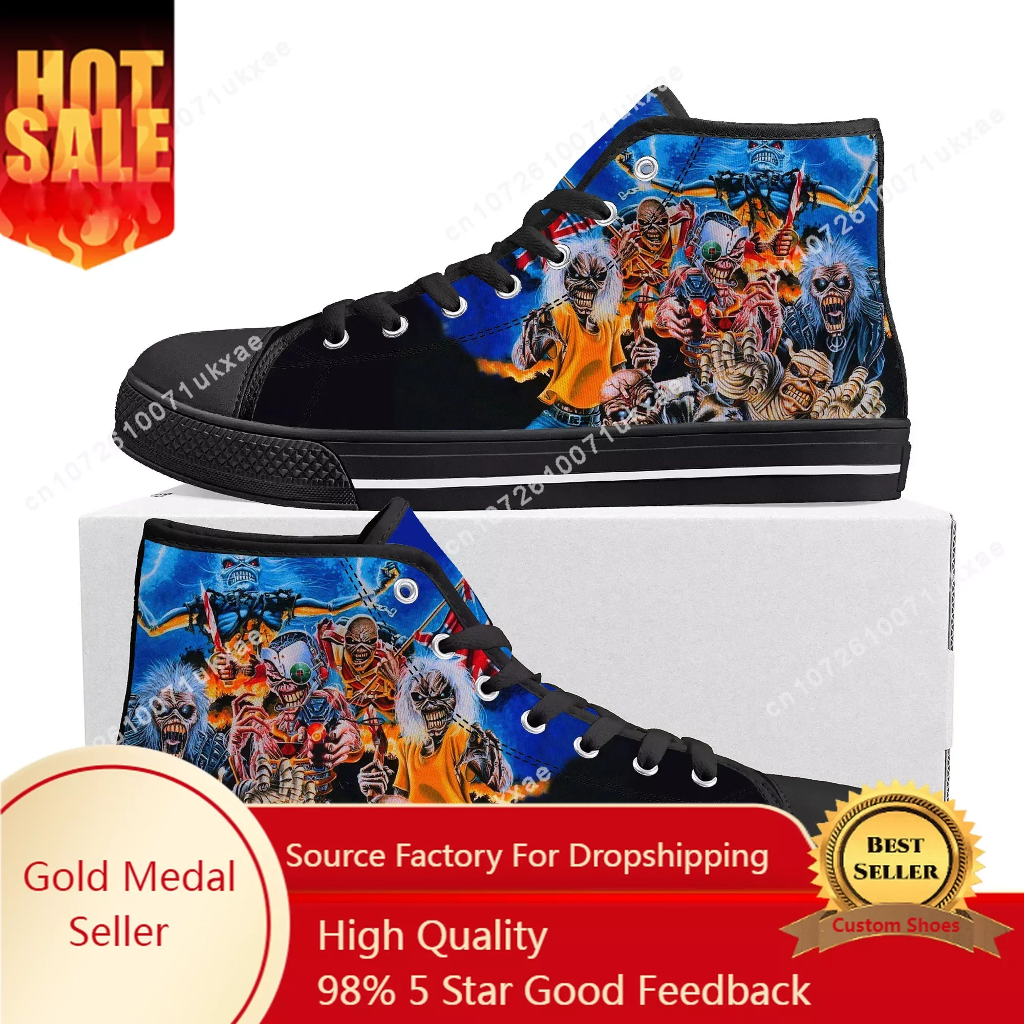 M-Maidens H-Heavy M-Metal Rock Band Singer Music Iron High Top Sneakers uomo donna adolescente Canvas Sneaker personalizza scarpa