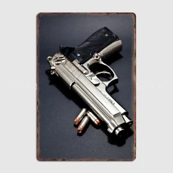 Pistol Metal Sign Poster Garage Living Room Cinema Living Custom Tin Vintage Home Decor