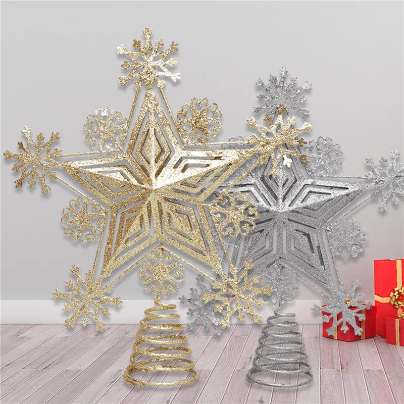 Christmas Tree Topper Gorgeous Star Snowflake Treetop Decoration Holiday Supplies for Home/Office/Party Christmas 2023