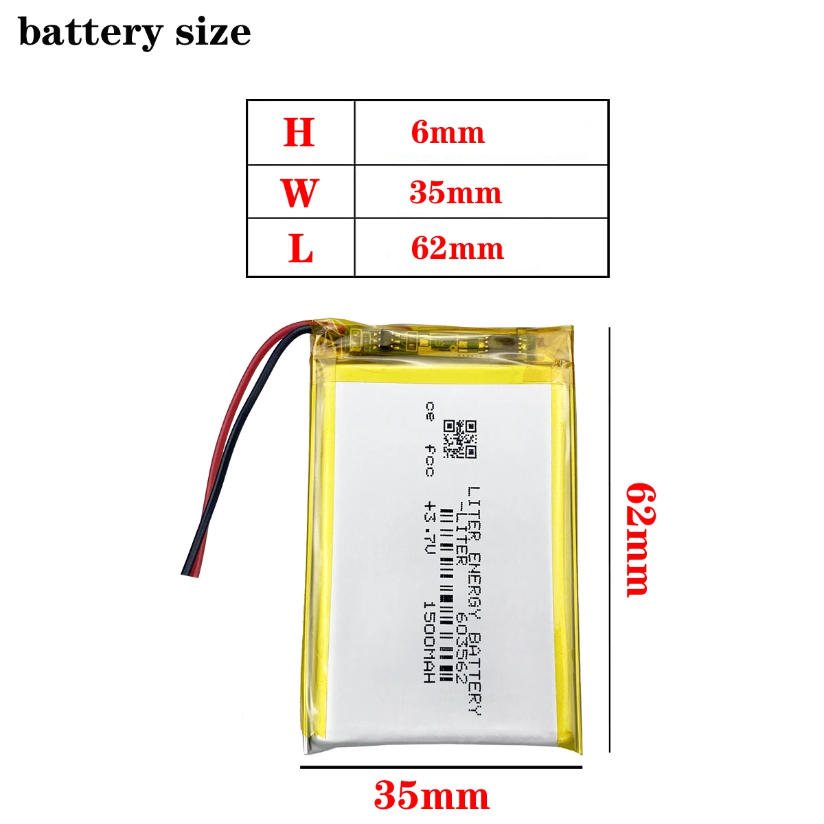 best battery brand Size 063562 3.7V 1500mah 603562 with Protection Board For MP4 GPS Digital Products