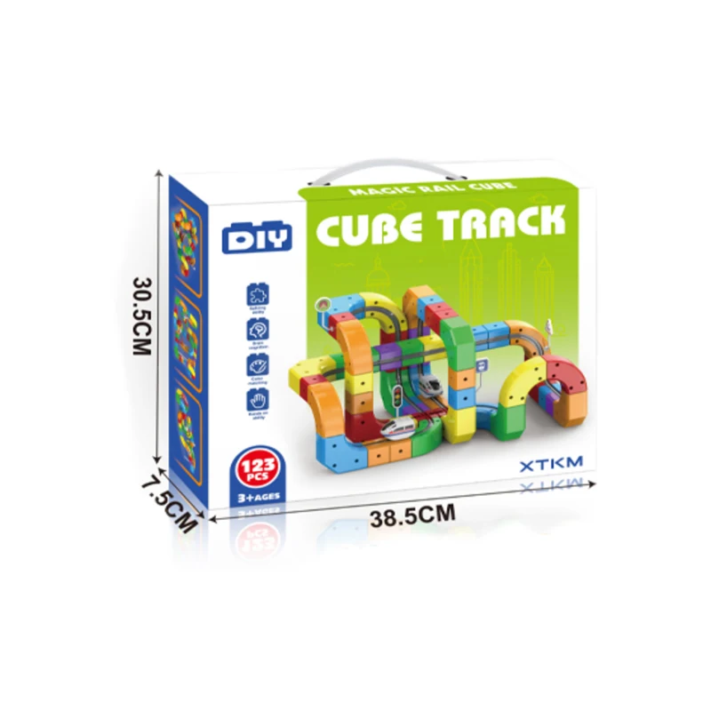 123 SZT. Magiczne Klocki Magnetyczne Kolejka Zestaw do Składania Elektryczna Zabawka Edukacyjna DIY Idealny Prezent Urodzinowy dla Dzieci