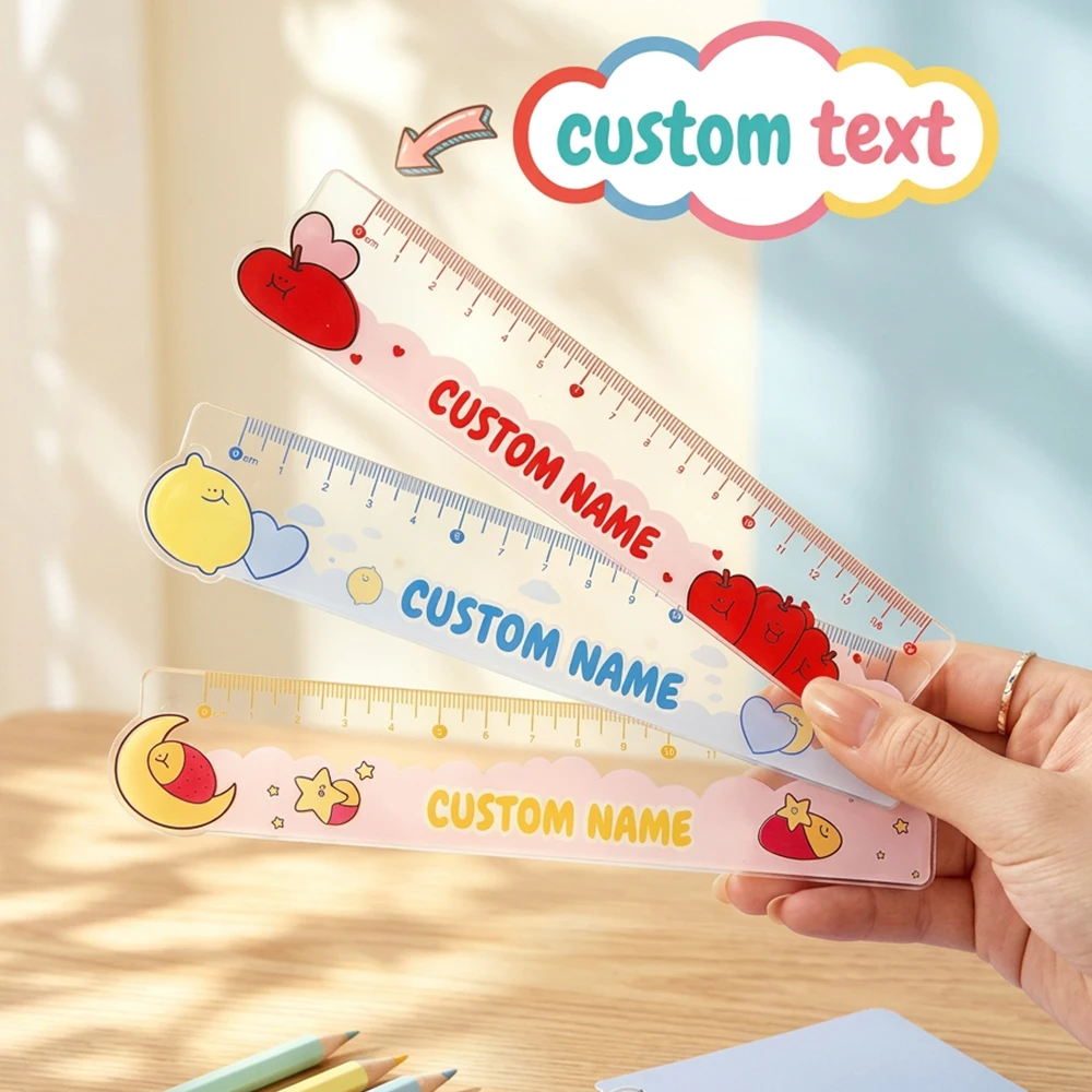Personalized Custom Name Ruler,Acrylic Straight Ruler,Cute Cartoon Pattern,Back To School,School Supplies,Office Measuring Tool