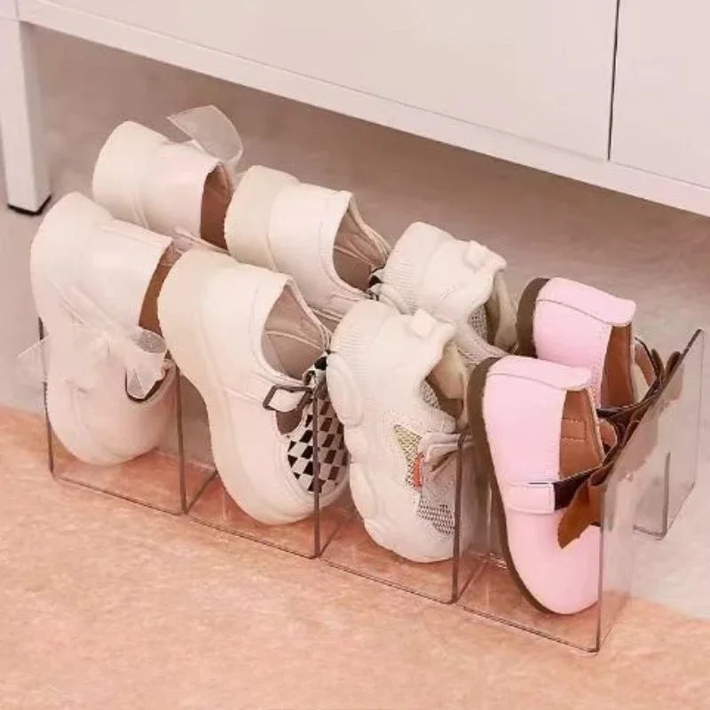 حار 1 قطعة منظم أحذية الأطفال الاكريليك ، 4 مقصورات رف الأحذية الشفاف ، رف تخزين أحذية الطفل ، لأنواع الغرف المختلفة