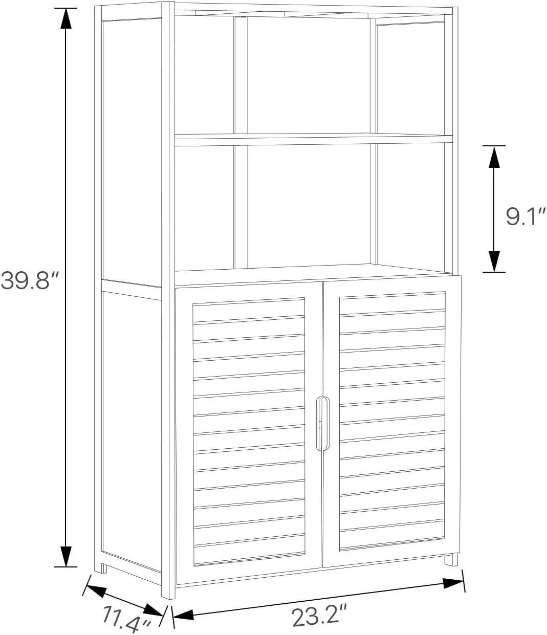 4 Tier Bookcase With Shutter Doors, Bamboo Free Standing Display Shelf Organizer Stand For Bathroom Bedroom Office Living Room,