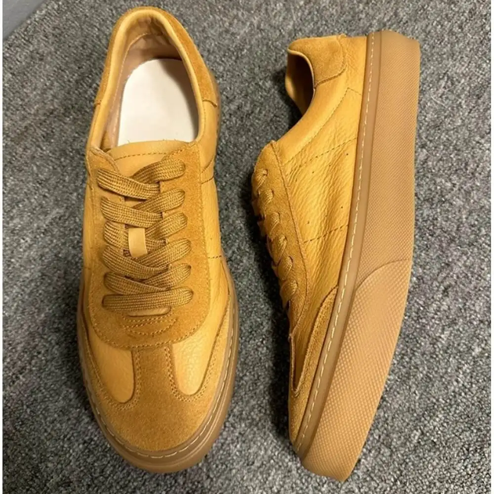 Handcrafted Tan Leather & Suede Classic Sneaker – Superior Craftsmanship, Modern Appeal