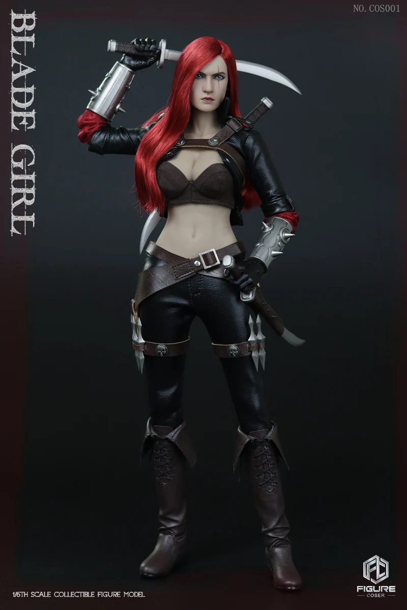 FIGURECOSER COS001 1/6 Female Soldier Alliance Female Assassin-Red Hair Knife Full Set Action Figures Model Gift For Collect