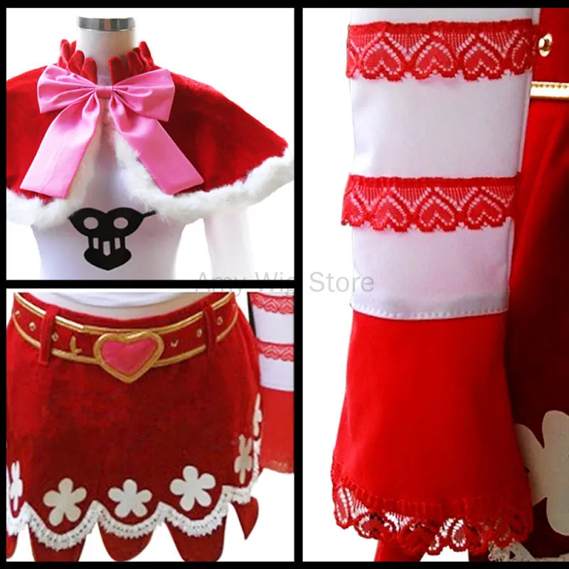 Perona Peluca de Cosplay de Anime para mujer, disfraz de Soul Fruit, Princesa, falda de Chal Sexy, ropa roja de Halloween y Navidad, traje de uniforme