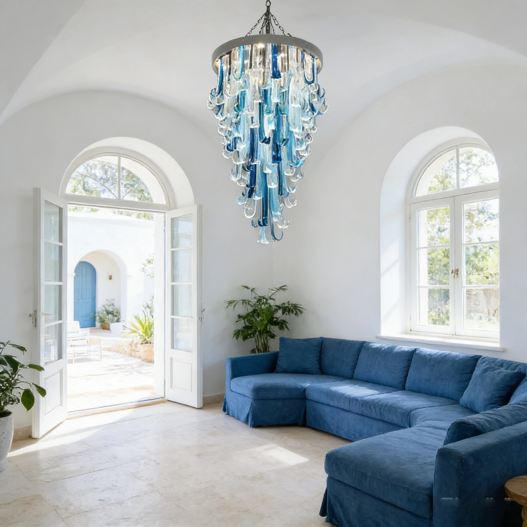 REVEN Luxury Crystal Glass Chandelier Modern Dimmable Ceiling Light Luster Hardware Adjustable Height for Villa Staircase