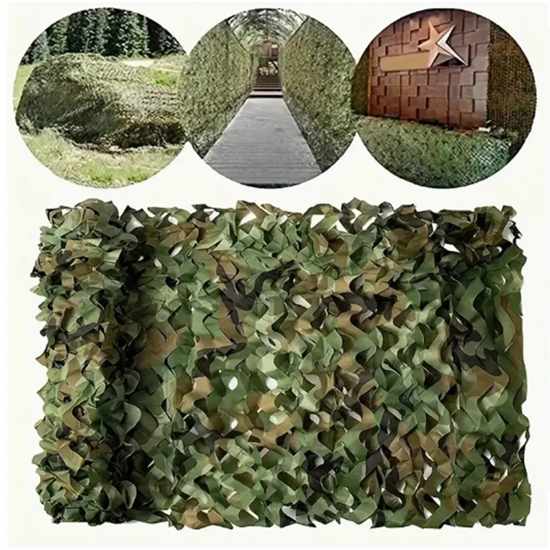 Doppelschichtiges Tarnnetz mit Nylonseil für taktisches Trainingsnetz, Party-Dekoration, Sonnenschutz, Jagd, Blind, Camping, Unterschlupf