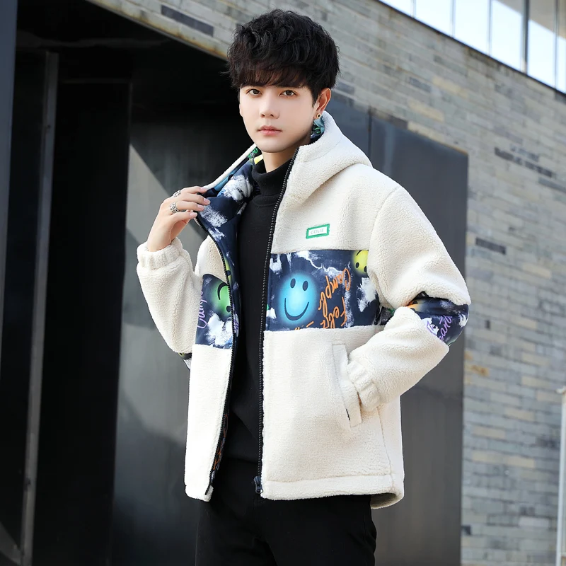 

Lamb Velvet Jaet Men's Spring Autumn 2025 New Thi Warm Casual Winter Clothes Particle Velvet Cotton Clothes