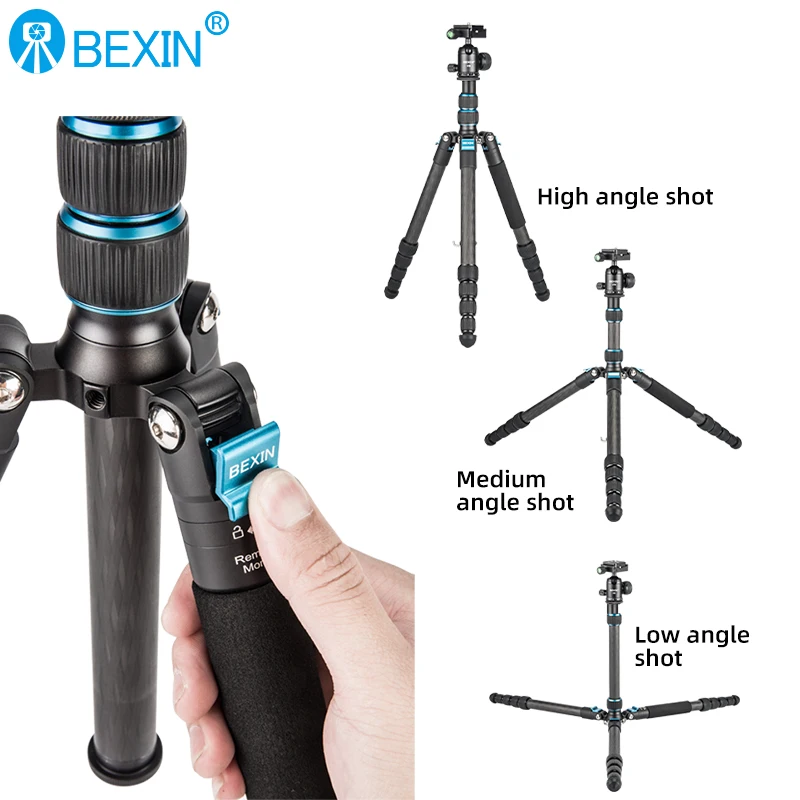 BEXIN travel Professional tripe lightweight Carbon Fiber monopod ballhead shooting Tripod stand for Canon Sony Nikon dslr camera