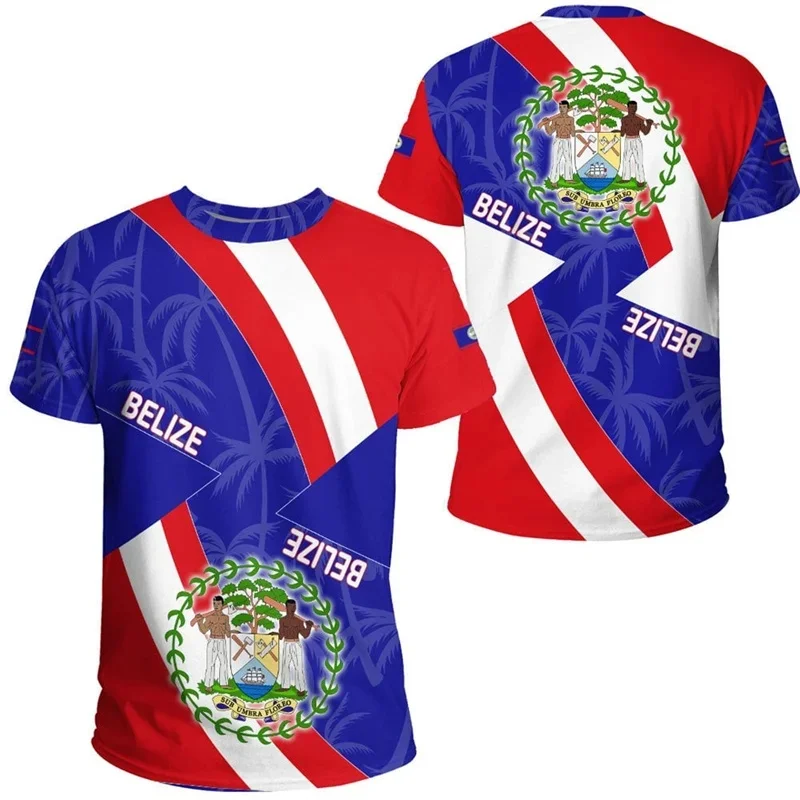 1 Piece Custom Your Picture Belize Flag 3D Printed T Shirt For Men Outdoor Sports Short Sleeve T-Shirt Tracksuits Outwear Summer