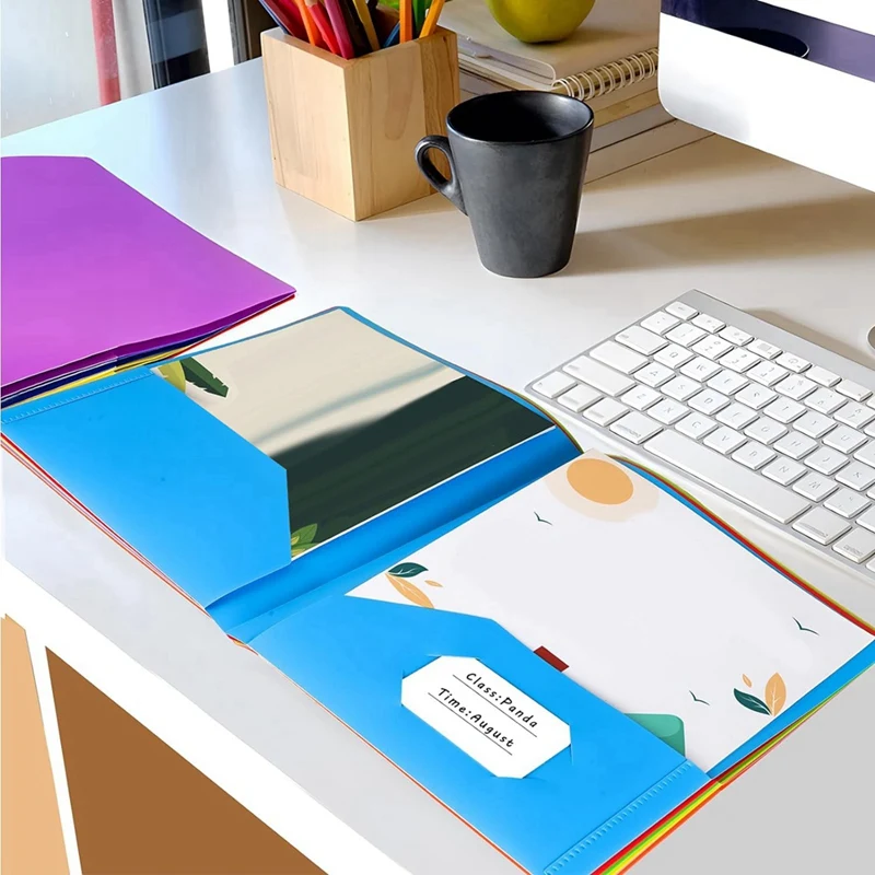 Pastas com bolsos, 25 pacotes de pastas de 2 bolsos cabem em tamanho carta, pasta de arquivo com bolsos para escola, escritório, casa