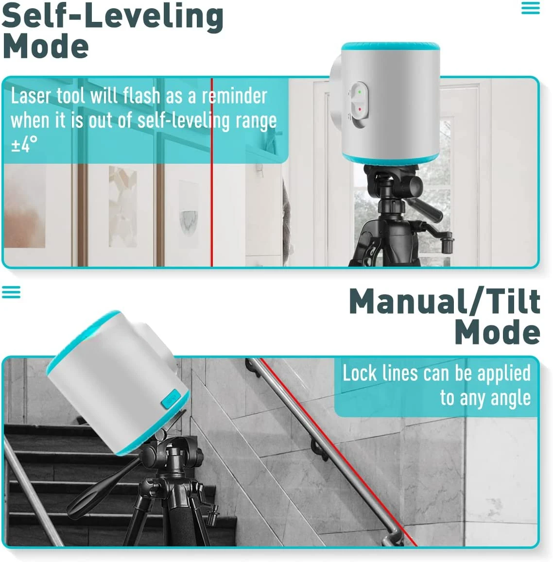 DECTEAM DS011R Self Leveling Red Line Level Laser Switchable Horizontal And Vertical With 360 Magnetic Base