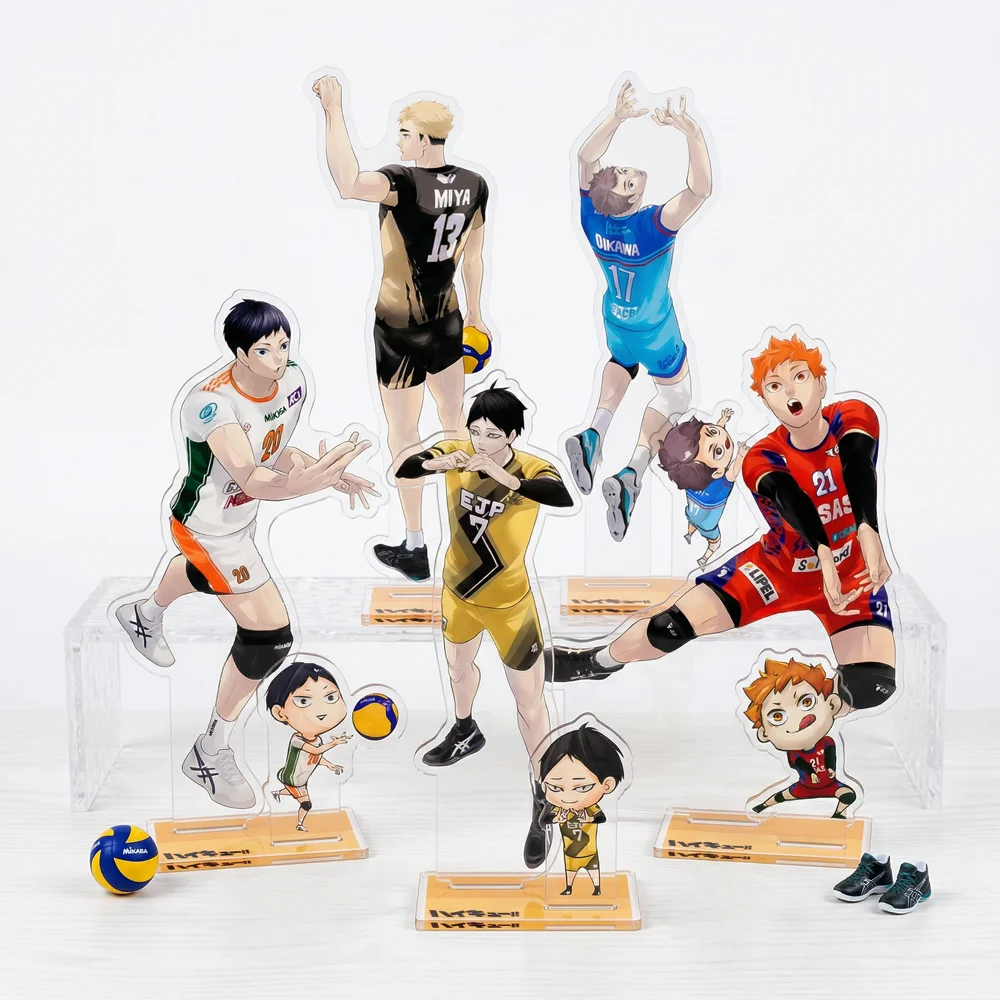 Anime Volleyball Boy Double Insertion Acrylic Stand Key Shoyo Hinata Tobio Kageyama Kenma Kozume Tooru Oikawa Desktop Decoration