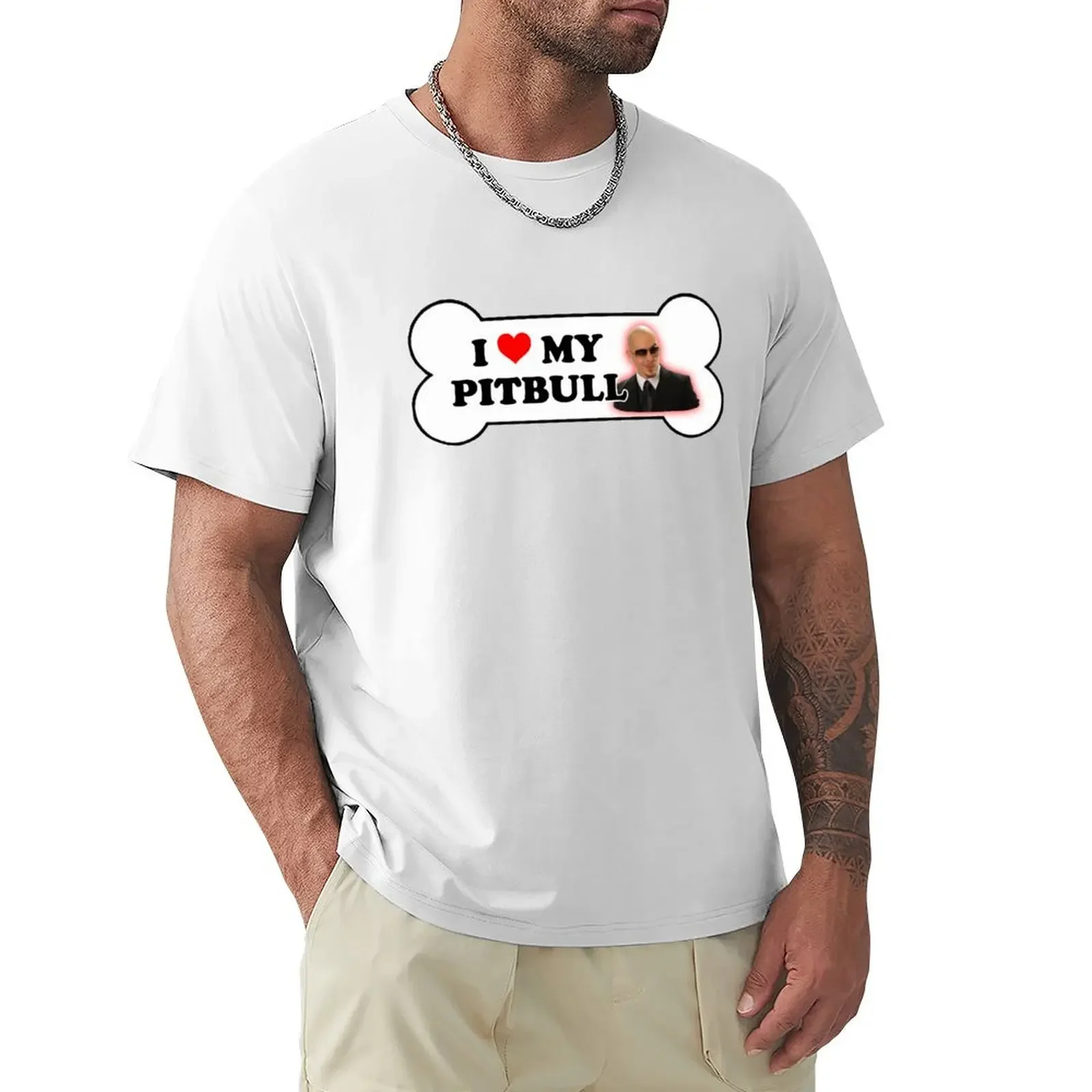 I Love My Pitbull Bumper Sticker Parody T-Shirt anime tees graphics oversized t shirts for men