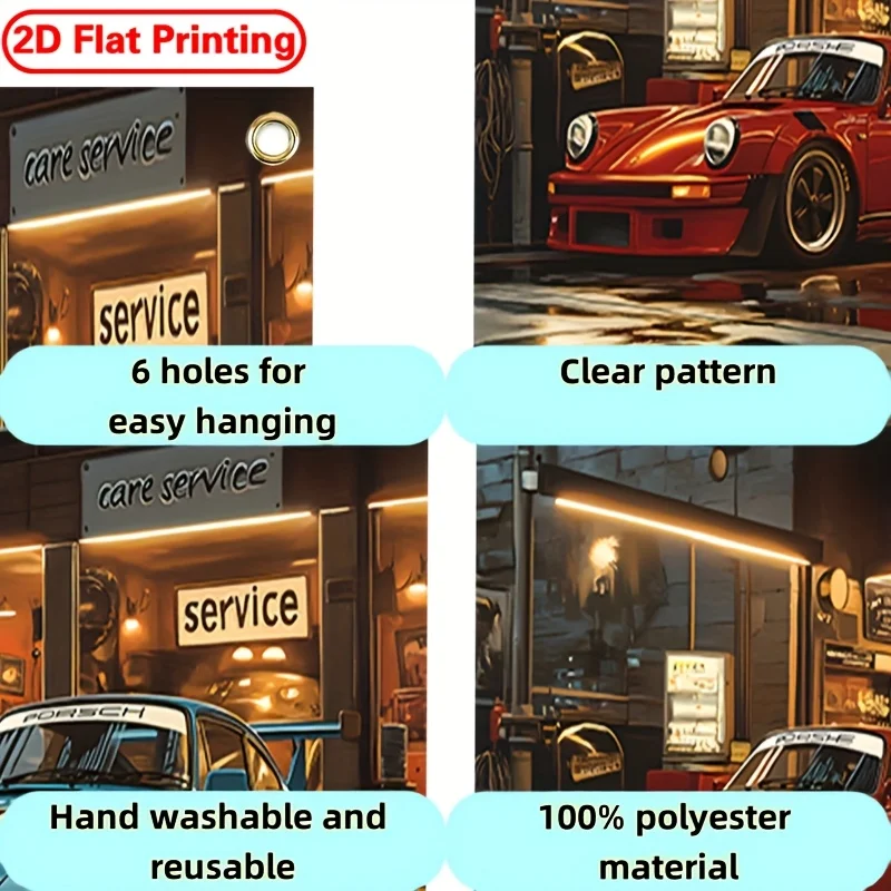 2D-Garagentorbanner – Retro-Garagen-Autoshow-Themen-Partybanner – Allgemeine saisonale Dekoration – Detail 7