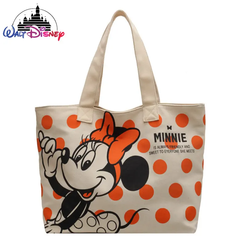 

Disney Mickey Minnie New Women's Handbag Cartoon Women's Shoulder Bag Large Capacity Canvas Bag Luxury Brand Fashion Handbag