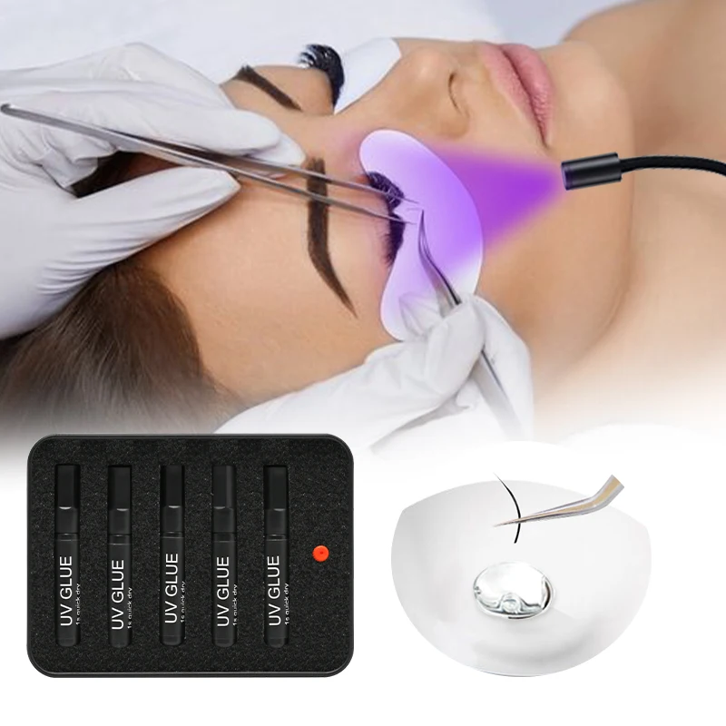 JOMAY 2 ml Set 5 Stück Premium UV-Kleber Langlebiger Kleber 1-2 Sek. Trockene Wimpernverlängerung