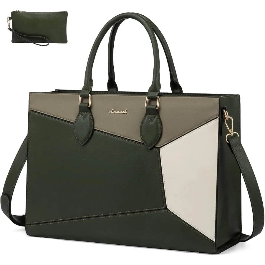 

Сумка для ноутбука для женщин, 15,6-дюймовая водонепроницаемая легкая кожаная сумка-тоут для профессиональной деловой офисной работы, большая вместимость Com