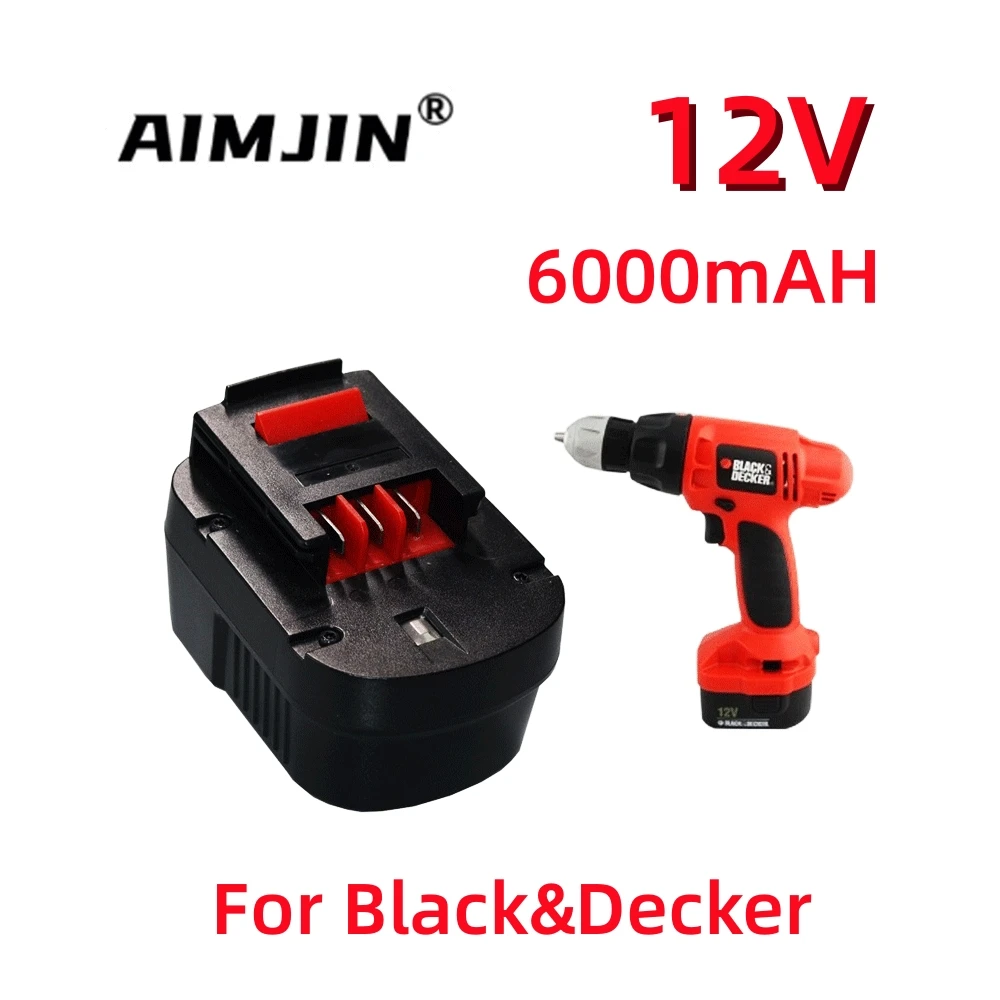 4000/5000/6000mAh 12V For Black&Decker Ni-MH Drill Tools Battery A12 A12EX FSB12 FS120B A1712 HP HP12 Rechargeable Battery