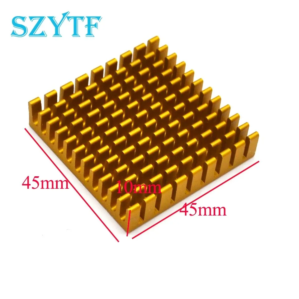 1pcs Heat sink 45*45*10MM (gold broken groove) high-performance heat sink yellow thick aluminum plate