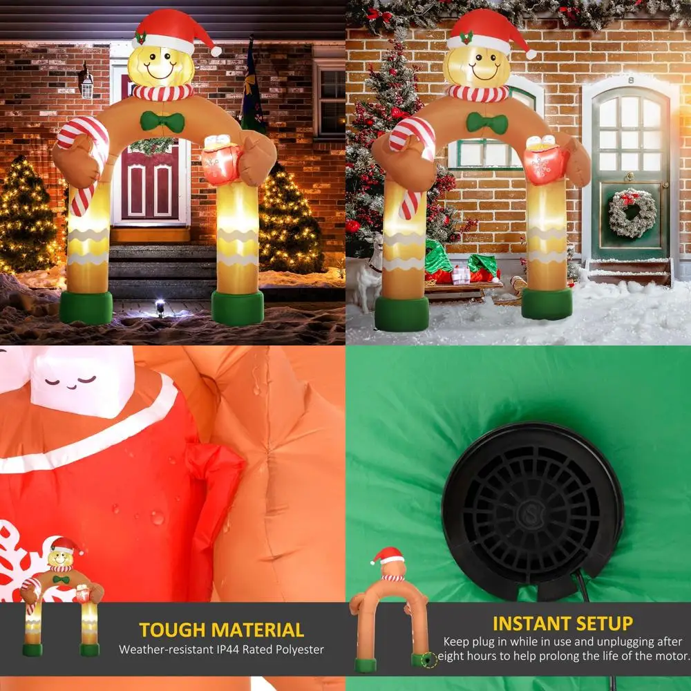 

9.2 Foot Christmas Gingerbread Man Arch with White LED Lights, Outdoor Lawn Decoration