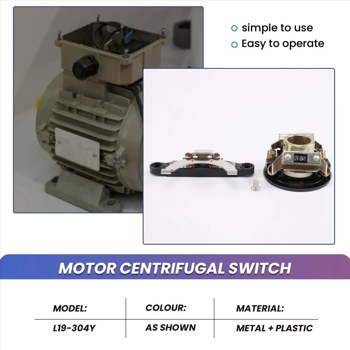 

ABFS Motor Centrifugal Switch Single Phase Mechanical Centrifugal Switch Electric Motor Starter Controller Kit L19-304Y