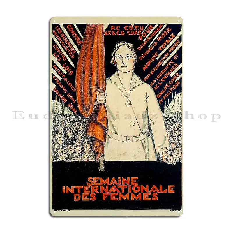 French Feminist Poster Metal Plaque Wall Mural Designing Rusty Classic Wall Plaque Tin Sign Poster